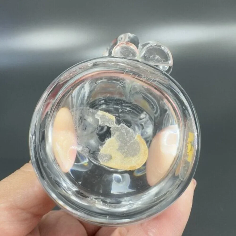 Vintage Hand Blown Clear Angel Figurine Paperweight Hand Sculptured With Sticker